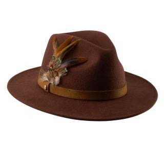 Cordings Chestnut Brown Feather Fedora Main Image
