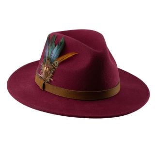 Cordings Wine Red Feather Fedora Main Image