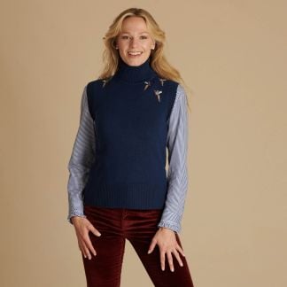 Cordings Navy Pheasant Roll Neck Tank Dif ferent Angle 1