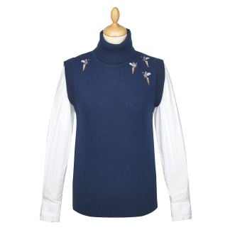 Cordings Navy Pheasant Roll Neck Tank Main Image