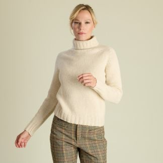 Cordings Cream Chunky Wool Roll Neck Jumper Dif ferent Angle 1