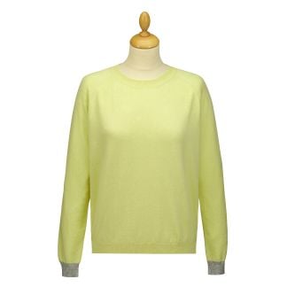 Cordings Lime Lambswool and Cashmere Poppy Crew Dif ferent Angle 1
