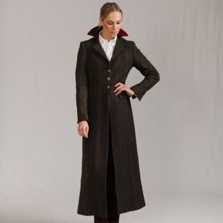 Cordings Dark Brown T.ba Long Tweed Coat Main Image