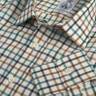 Cordings Navy Green Peter Check Tattersall Shirt Main Image