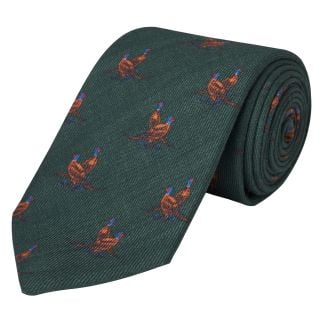 Cordings Green Wool and Cashmere Pheasant Tie Main Image