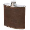 Hinged Leather Embossed 6oz Flask