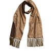 Gold Engraved Scroll Silk and Cashmere Scarf