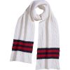 White Cable Stripe Lambswool Scarf