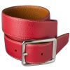 Brown Red Calf Grain Reversible Leather Belt
