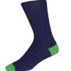 Navy and Green Cotton Heel & Toe Socks