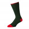 Green Red Cotton Heel & Toe Socks