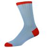 Pale Blue Red Cotton Lisle Kew Sock