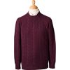 Wine Donegal Cable Crew Neck