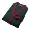 Green and Burgundy Lambswool Contrast Cardigan