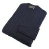 Navy Cashmere Cable Crew Neck