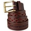 Wine Suede and Leather Picado Belt 