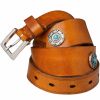 Tan Leather Belt with Turquoise Studs