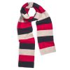 Navy and Red Lambswool Block Stripe Scarf