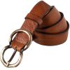 Tan Leather Gold Double Buckle Belt