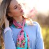 Pastures New Narrow Coral Silk Scarf