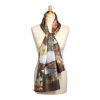 Brown Foxes and Hares Silk Scarf