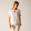 White and Taupe Contrast Keyhole Linen Top