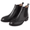 Black Leather Brogue Chelsea Boots