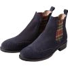 Navy Chelsea Boot with Check Gusset