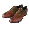 Brown and Sage Leather and Suede Brogue Shoes