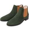 Olive Suede Chelsea Boot with Contrast Gusset