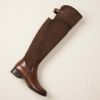 Chocolate Suede and Leather Buckle Long Boot