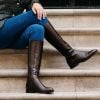Chocolate Long Leather Gusset Boots