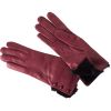 Wine Leather Fur Cuff Gloves