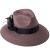 Mink Brushed Wool and Feather Trim Hat