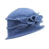 Blue Merino Flower Hat