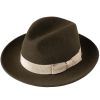 Olive Green Fedora with Contrast Ribbon
