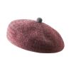 Red Houndstooth Wool Beret