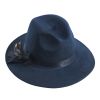 Navy Tipped Feather Wool Fedora
