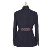 Navy Trimmed Jacquard Military Jacket
