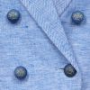 Blue Cotton & Linen Double Breasted Blazer