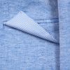 Blue Cotton & Linen Double Breasted Blazer
