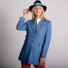 Blue Herringbone Carlisle Tweed Classic Coat