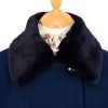 Navy Double Breasted Fur Effect Collar Coat