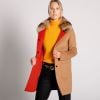 Orange Tan Reversible Cashmere & Wool Fur Collar Coat