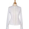 White Lace Trim Pleated Shirt