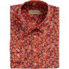 Red Peach Blossom Liberty Silk Crepe Shirt