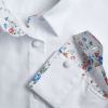 White Floral Trim Fitted Shirt