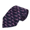 Navy Pink Woven Silk Hare Tie 