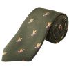 Olive Flying Ducks Silk Woven Tie