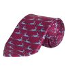 Red Blue Running Hare Printed Silk Tie 